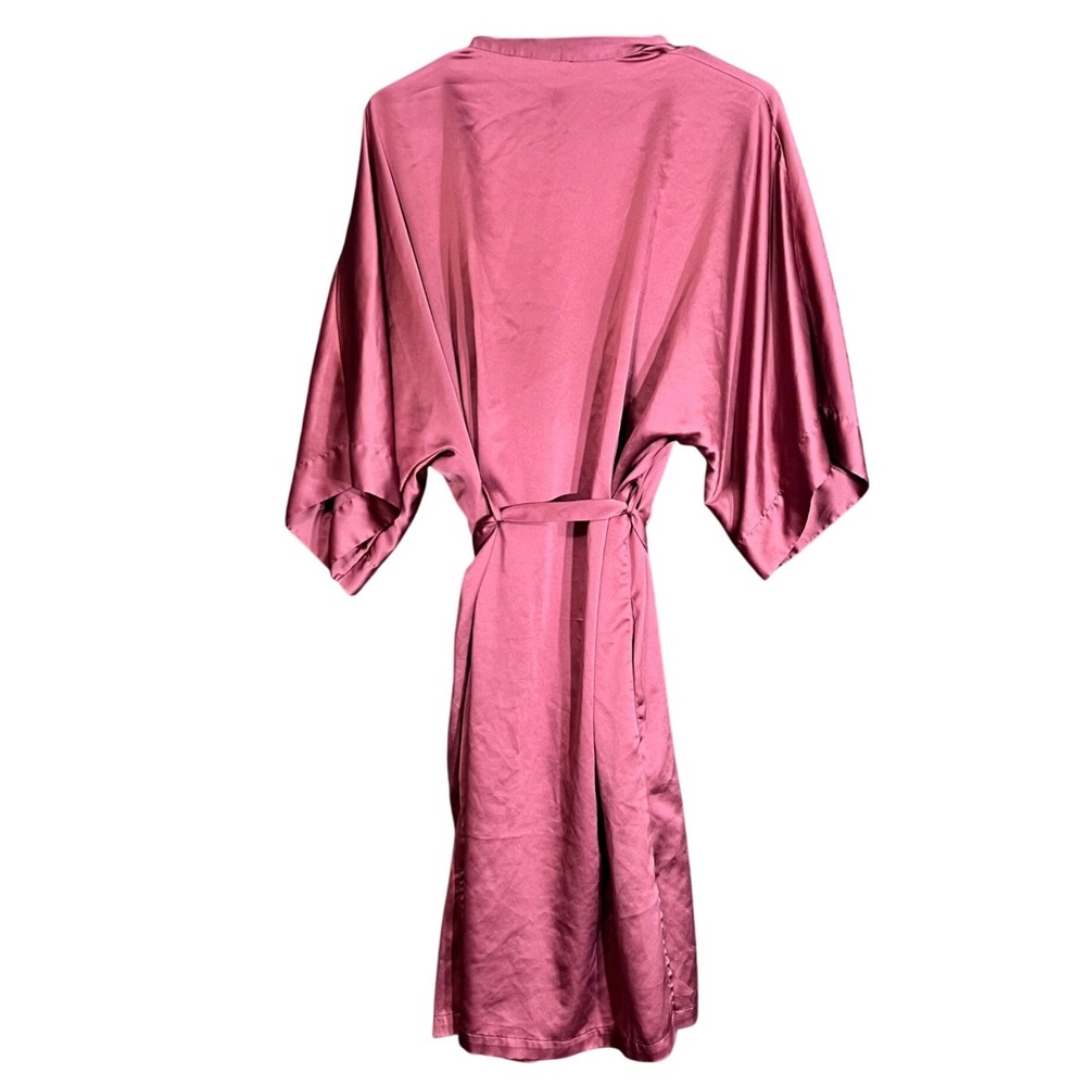 Victorias Secret Womens Size XS/S Satin Kimono Robe Dusty Rose Pink Silky Belted - Picture 3 of 12